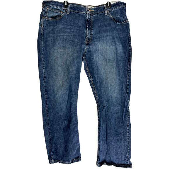 Wrangle Jeans MenS Size 42 Dark Blue Denim Mid Rise Relaxed Bootcut STAINS - Picture 1 of 8